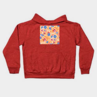 Blue Mosaic Flowers Kids Hoodie